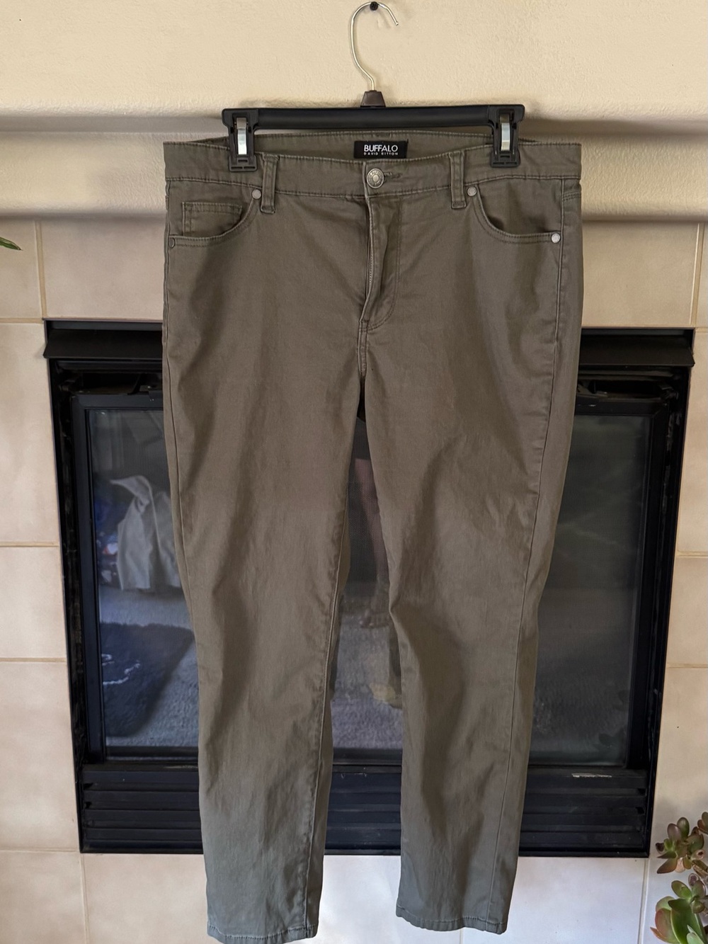 Buffalo David Bitton Womens Olive Green Skinny Ankle Pants Sz 10/30 Mid Rise